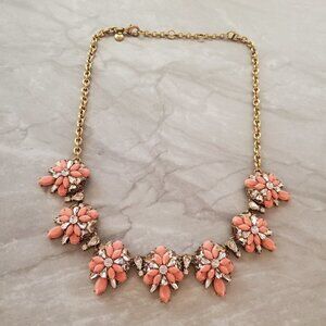 ✨ J.Crew Pink Rhinestone Crystal Cluster Stacked Statement Necklace ✨